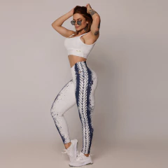 Conjunto Top Faixa com Legging Empina Bumbum Jacquard Náutico Branco na internet