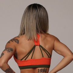 CONJUNTO TOP QUEBEC COM LEGGING JUMP COMUM JACQUARD WIND CORAL - MB Musa Fitness