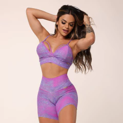 SHORT EMPINA BUMBUM JEANS COOL LILAC EXCLUSIVA - buy online