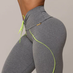 LEGGING LINEAR EMPINA BUMBUM MESCLA COM CADARÇO AMARELO NEON - comprar online