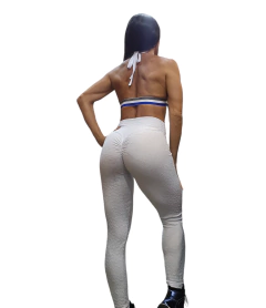 CONJUNTO JACQUARD DETALHADO WHITE EMPINA BUMBUM E TOP COM FAIXA TRICOLOR - comprar online
