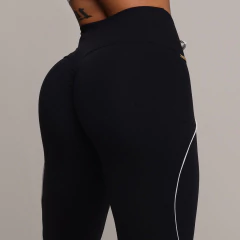 LEGGING LINEAR EMPINA BUMBUM PRETA COM CADARÇO BRANCO - buy online