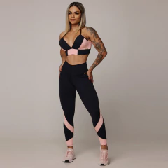 CONJUNTO TOP COM LEGGING SPEED COMUM PRETA COM BLUSH - loja online