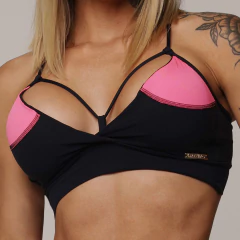 TOP EVEREST PRETO COM ROSA NEON