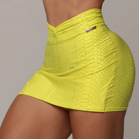 SHORT-SAIA EMPINA BUMBUM PYTHON NEON EXCLUSIVO