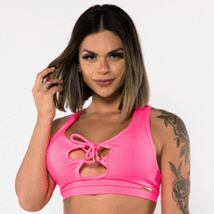 TOP TRANÇADO ROSA FLÚOR