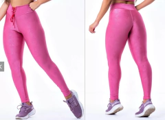 Conjunto Legging Fitness Cós com Ilhós Textura Goiaba - Rosa Metálico - M - buy online