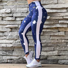 LEGGING STREET EMPINA BUMBUM SPLATTER JEANS WHITE EXCLUSIVA