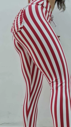 Legging De Melo Vermelho Listrado Empina Bumbum Com Bolsinho na internet