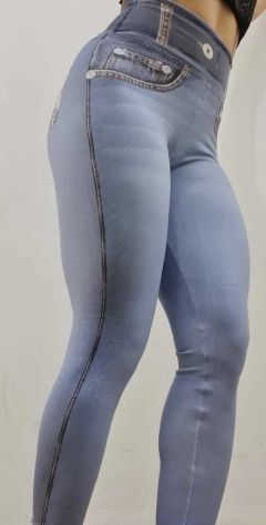 LEGGING FAKE JEANS LIGHT GRAY