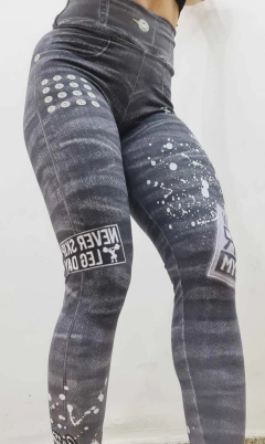 LEGGING FAKE JEANS BLACK MOTO na internet