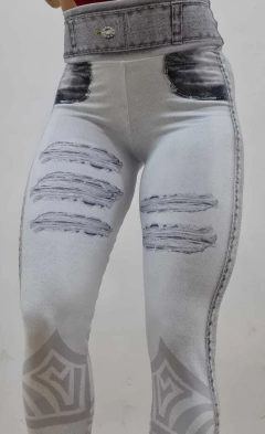 LEGGING FAKE JEANS LIGHT DESTROYED