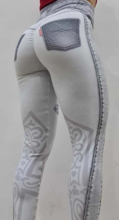 LEGGING FAKE JEANS LIGHT DESTROYED - buy online