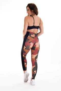 Conjunto Legging Fitness Três Cores Faixa Lateral - Preto e Tons Terrosos on internet
