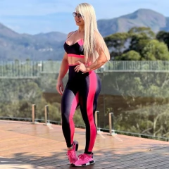 CONJUNTO LEGGING EMPINA BUMBUM PRETO COM PINK