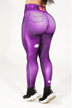 Conjunto Legging Fake Jeans Orchid Roxo Dynamite - comprar online
