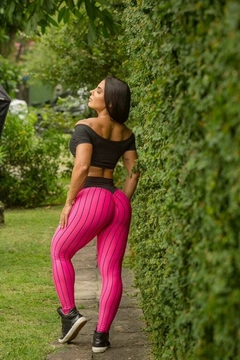 CONJUNTO TOP OMBRINHO COM LEGGING EMPINA BUMBUM LINES PINK - loja online
