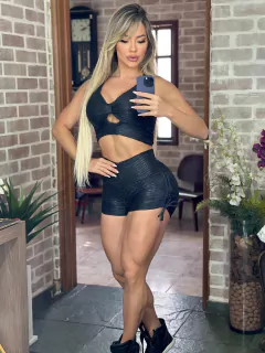 CONJUNTO BLACK GLOW SHORT E TOP LAÇO FRONTAL EXCLUSIVO on internet