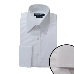 Camisa Fio 140 Egípcio Branca Losangos | Punho Duplo