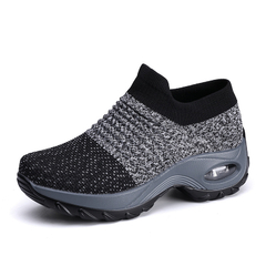 tênis ortopédico anatômico feminino air confort estilo meia com amortecedor em gel para calcanhar sem cadarço para esporão plataforma cinza