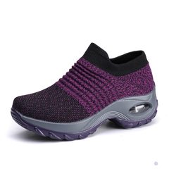 tênis ortopédico anatômico feminino air confort estilo meia com amortecedor em gel para calcanhar sem cadarço para esporão plataforma roxo
