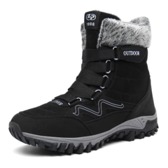 bota impermeável e forrada para neve inverno prova d'água cano alto com pelucia e solado antiderrapante