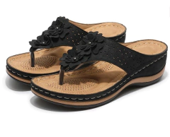 sandália ortopédica feminina confort pluss tamanco com flor anatômico