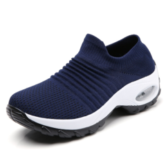 tênis ortopédico anatômico feminino air confort estilo meia com amortecedor em gel para calcanhar sem cadarço para esporão plataforma azul