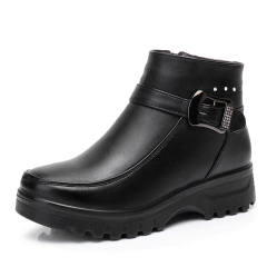 bota de inverno em couro aveludada com lã ortobela winter cano curto
