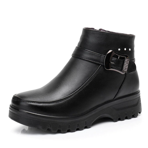 bota de inverno em couro aveludada com lã ortobela winter cano curto