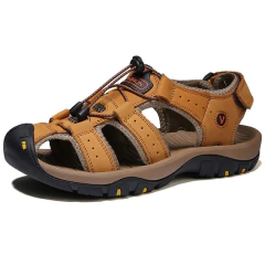 sandália de couro masculina adventure premium para pesca trilha cachoeira praia impermeável esportes