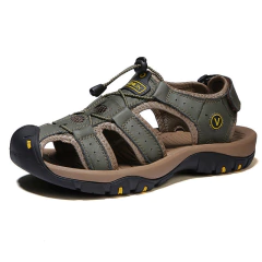 sandália de couro masculina adventure premium para pesca trilha cachoeira praia impermeável esportes