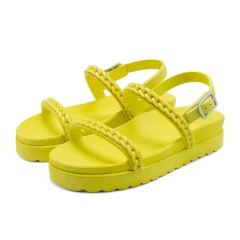 Sandália Feminina Papete Flatform Confortável Corrente