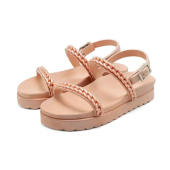 Sandália Feminina Papete Flatform Confortável Corrente