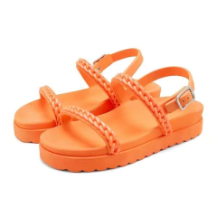 Sandália Feminina Papete Flatform Confortável Corrente