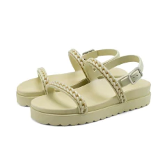 Sandália Feminina Papete Flatform Confortável Corrente