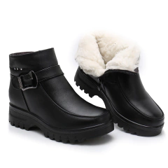 bota de inverno em couro aveludada com lã ortobela winter cano curto