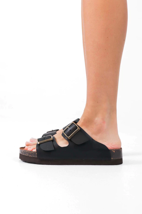 SANDALIA CHAR CUERO VACUNO - NEGRO