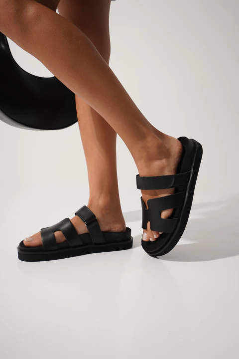 SANDALIA HERMES CUERO VACUNO - NEGRO