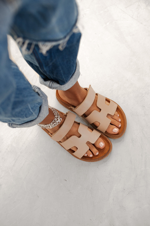 SANDALIA HERMES CUERO BEIGE - comprar online