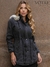 Parka Jeans Feminina Forrada Com Pelinhos - Preto