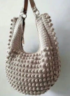 Bolsa de croche grande com alça couro legitimo REF 132