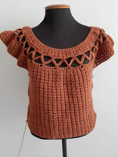 Blusa de crochê feminina detalhe decote redondo fio macio na internet