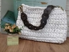 Bolsa de crochê off White e alça elos couro legítimo Ref 98 - comprar online