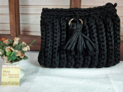 Bolsa de crochê de festa preto com brilho alça + pingente Ref 87a na internet