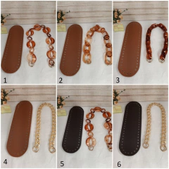 Kit para bolsa de crochê 1 fundo couro eco +1 alça c/ argolas luxo