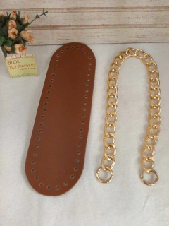 Kit para bolsa de crochê 1 fundo couro eco +1 alça c/ argolas luxo - comprar online