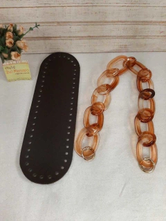 Kit para bolsa de crochê 1 fundo couro eco +1 alça c/ argolas luxo na internet