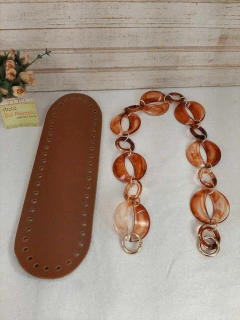 Imagem do Kit para bolsa de crochê 1 fundo couro eco +1 alça c/ argolas luxo