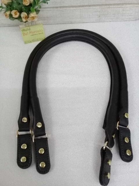 Alça para bolsa couro eco 68 cm 1 par com ferragens dourada